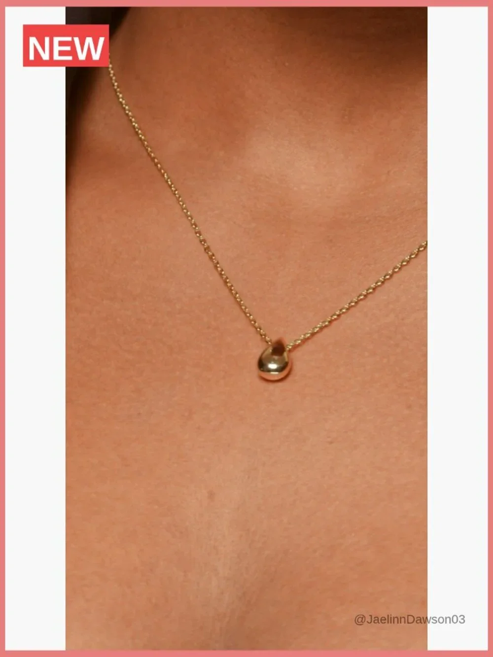 14K Gold Plated Dainty Pear Pendant Necklace Tear Drop